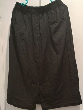 NWOT Black Button-Front Women's Cotton linen Skirt
